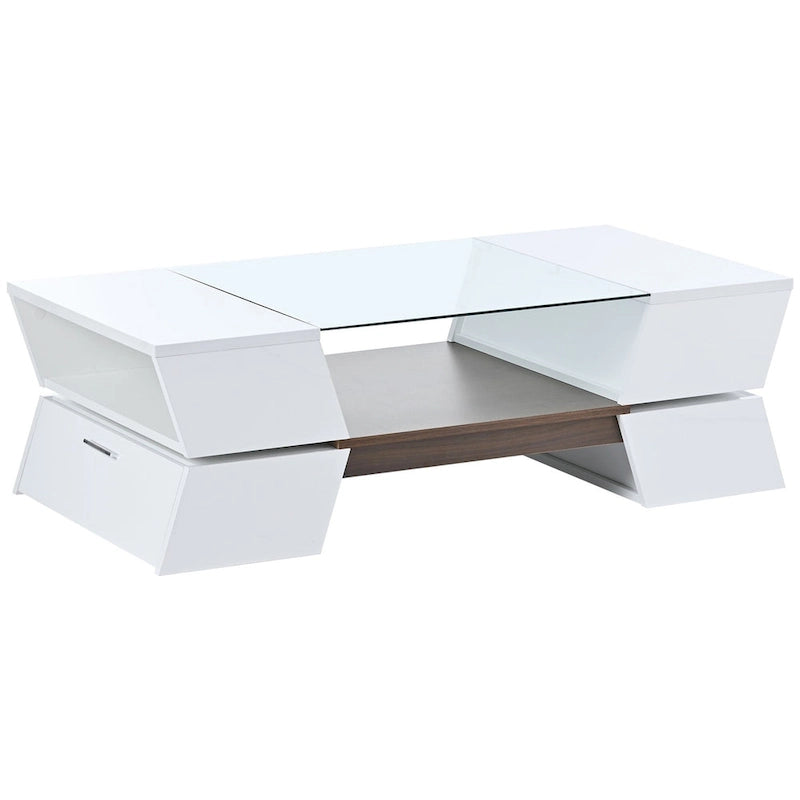 Geometric Style Cocktail Table with Great Storage Capacity