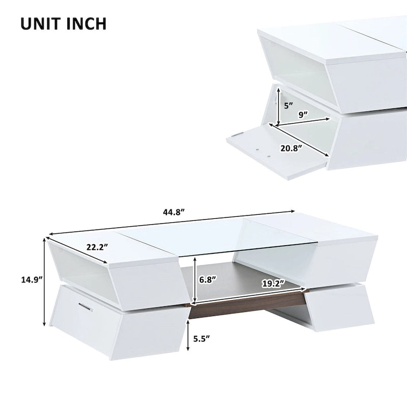 Geometric Style Cocktail Table with Great Storage Capacity