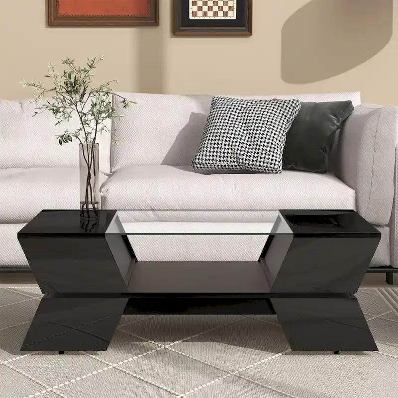 Geometric Style Cocktail Table with Great Storage Capacity
