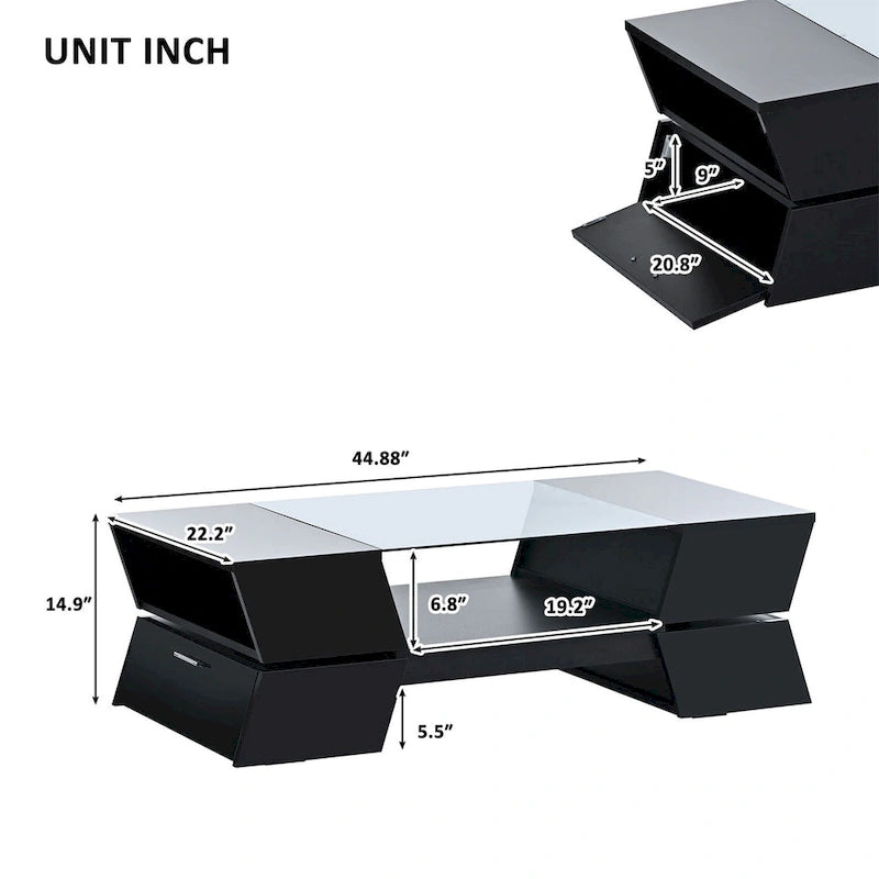Geometric Style Cocktail Table with Great Storage Capacity