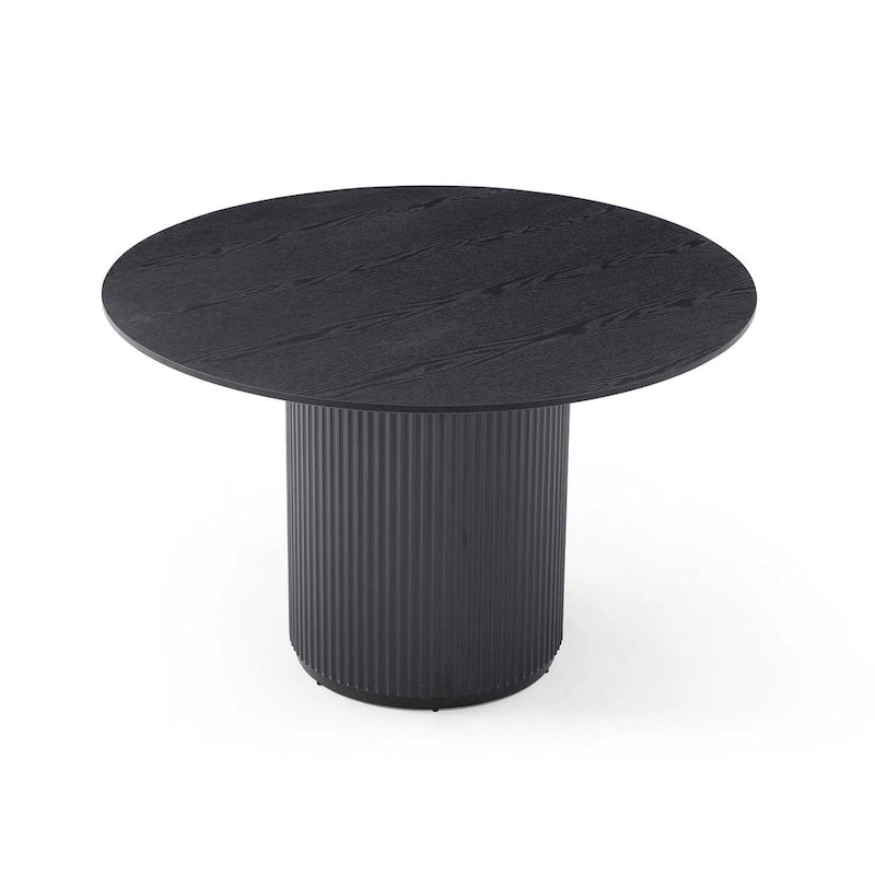 Black Round Dining Table with MDF Pedestal Base