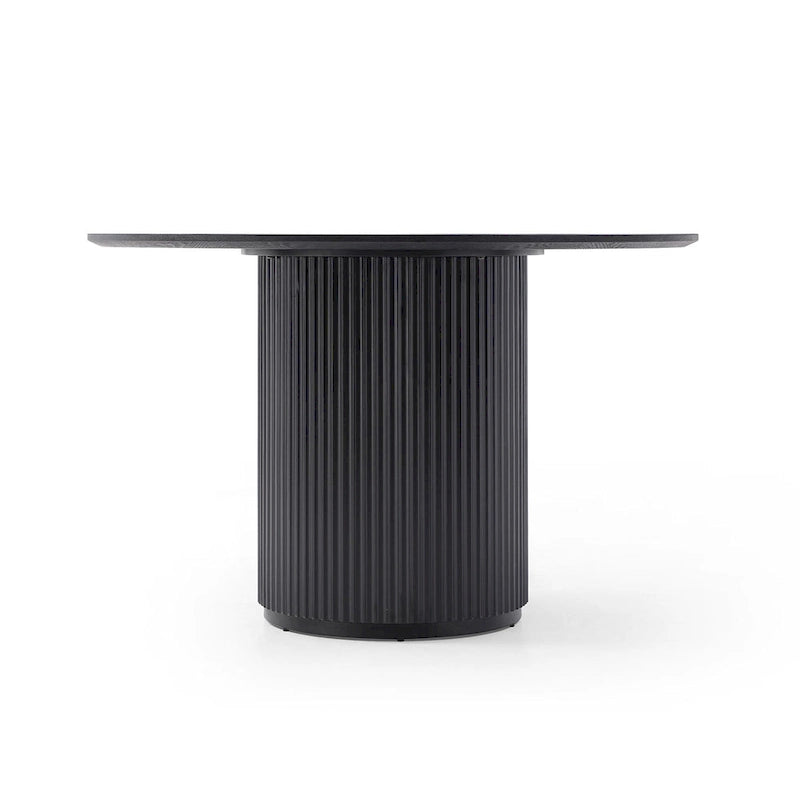 Black Round Dining Table with MDF Pedestal Base