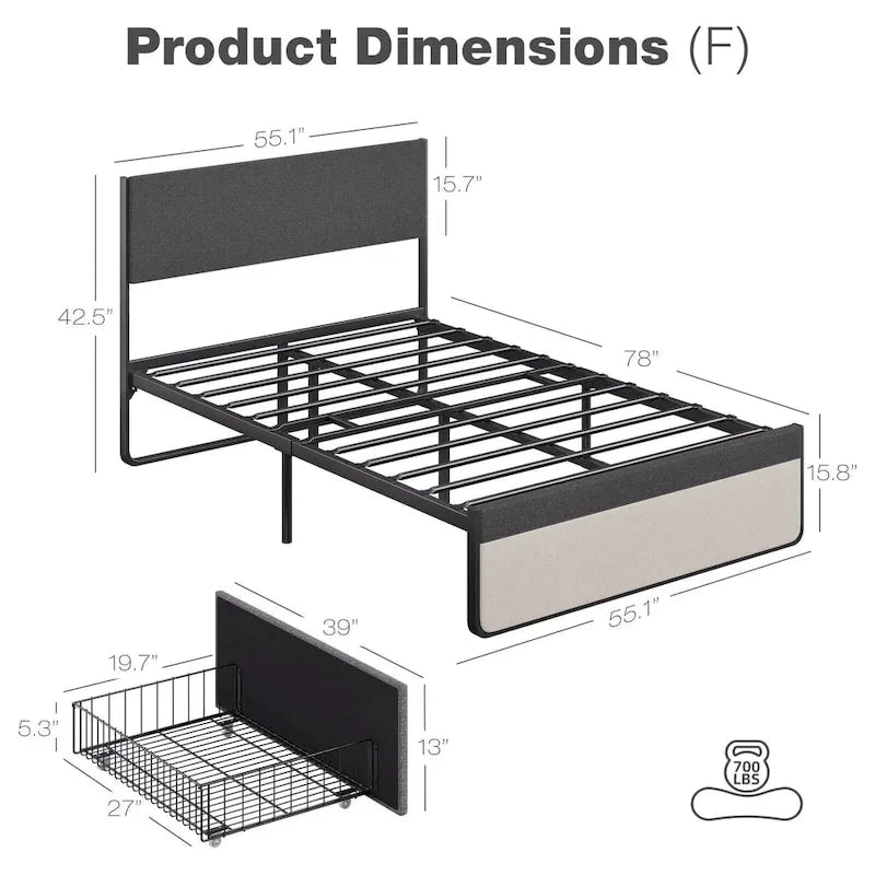 Bed Frame with 2 Storage Drawers