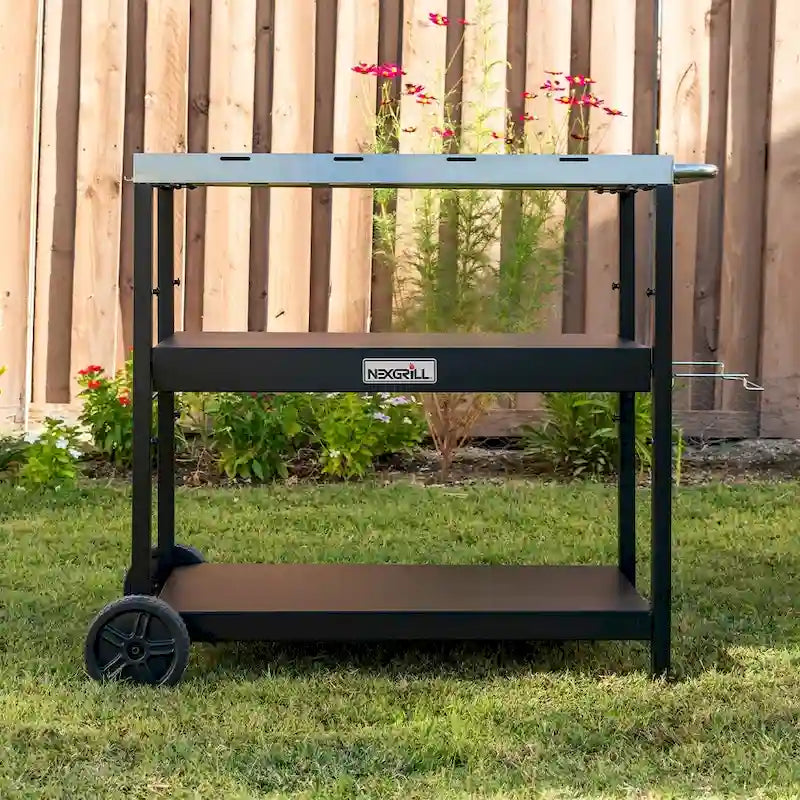 Outdoor Stainless Steel BBQ Preparation Cart w/ Double Shelf