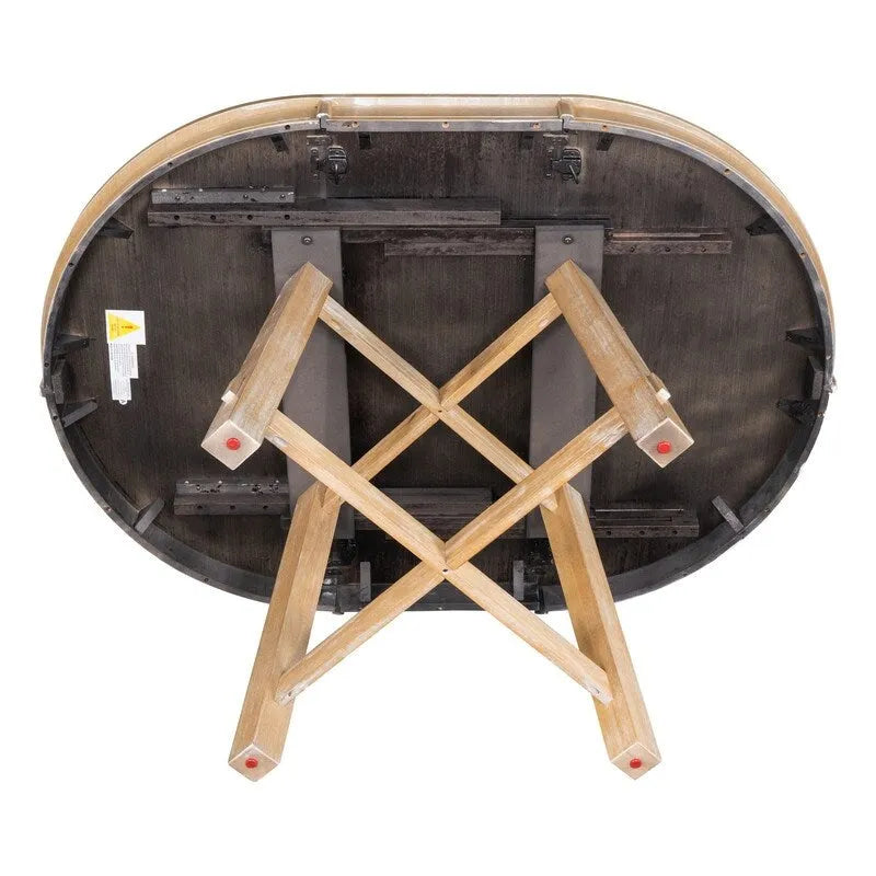 Round Extendable Dining Table with X-Base and Leaf Insert