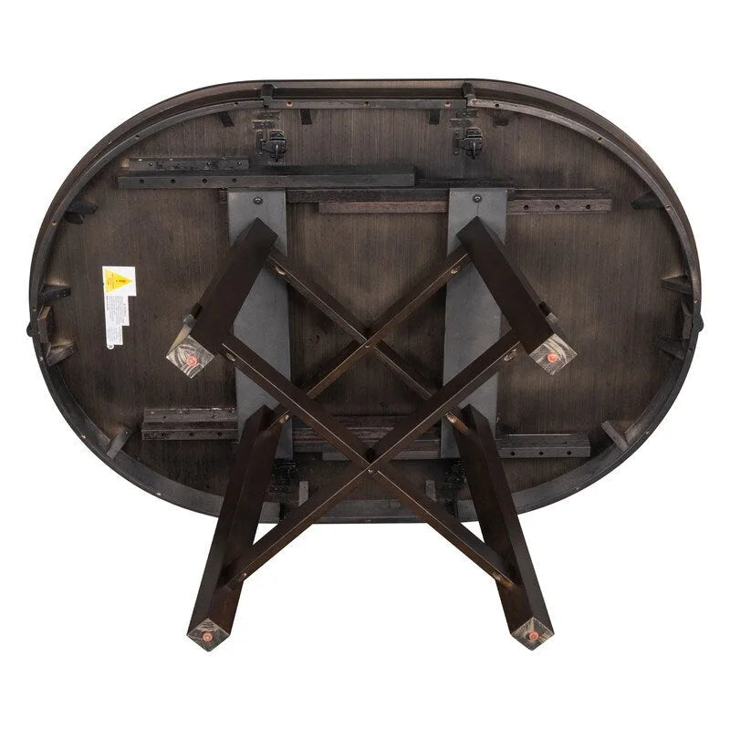 Round Extendable Dining Table with X-Base and Leaf Insert