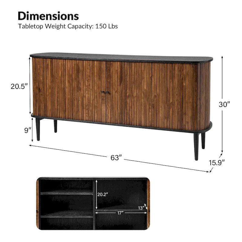Modern 63" Sideboard with Adjustable Shelf