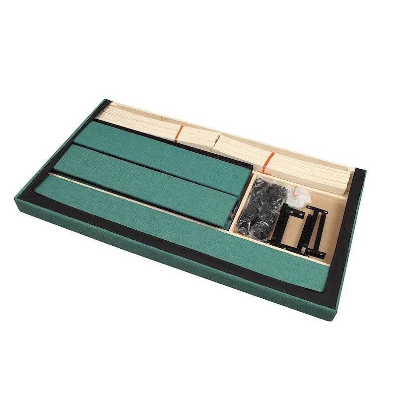 Upholstered Square Stitched Platform Bed with Wooden Slats