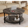 Round Coffee Table with 2-Tier Shelf, 30.31"