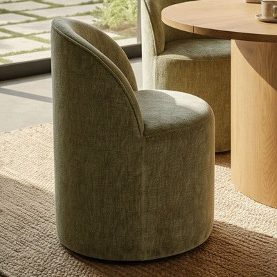 Dining Table Set for 6, Oval 79 Table and Chenille Fabric Armless Barrel Chairs with Casters, Perfect for Kitchens-Panipeachy