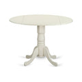 Round Kitchen Table Set - 3 Piece Dining Furniture with Dropleaf Table & 2 Chairs - 42 Inch White