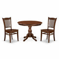 3-Piece Mahogany Finish Solid Wood Top - Dining Room Set - Seats 4