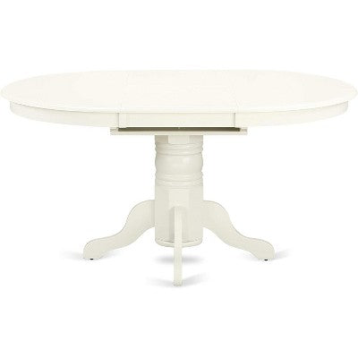 HomeStock Belmont 7Pc Oval 42/60 Dinette Table With 18 In Butterfly Leaf And 6 Parson Chair With Linen White Leg And Linen Fabric Dark Shitake