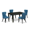 HomeStock 5-Piece Black Finish Solid Wood Top Dining table with 4 Chairs