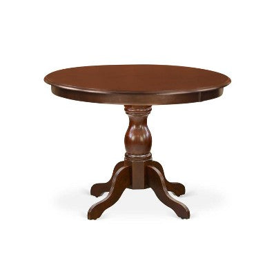 5-Piece Round Mahogany Finish Solid Wood Top Dining Table with 4 Parson Chair with