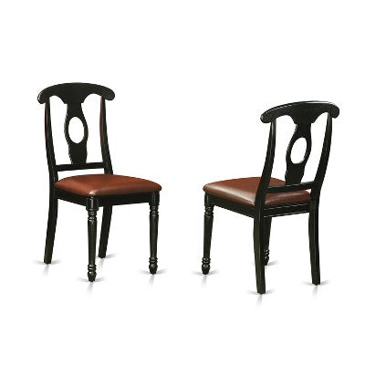 HomeStock 5-Pc Black and Cherry Finish Solid Wood Top - Round Dining Room Set - Seats-4