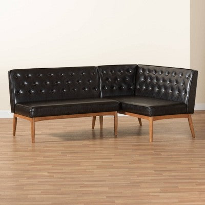 2pc Riordan Wood Dining Nook Banquette Set - Baxton Studio