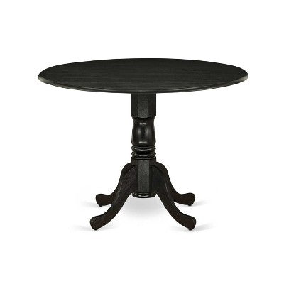 3-Piece Wirebrushed Black Solid Wood Top - Round Dining Room Set - Seats 4