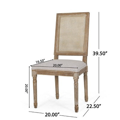 Christopher Knight Home Pampas French Country Fabric Upholstered Wood and Cane 7 Piece Expandable Dining Set