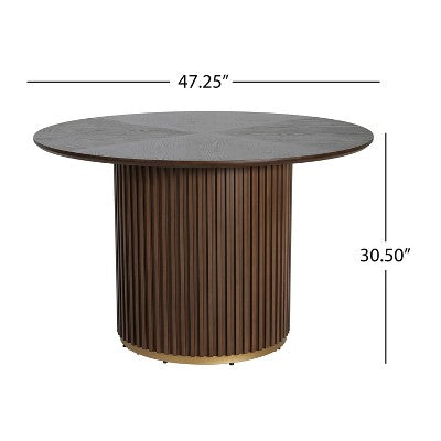 Christopher Knight Home Arvind Modern 5 Piece Rubberwood Linen Upholstered Dining Set with Round Table