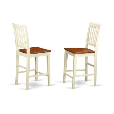 HomeStock 3-Piece Buttermilk and Cherry Finish Solid Wood Top Counter Height Dining Table Set