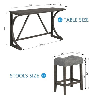 GDFStudio Kittson 4-Piece Bar Table Set with Power Outlet