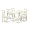 Mid-Century Dining Set - 7Pc Rectangular Table & 6 Chairs - White Finish