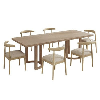Christopher Knight Home Dason 7 Piece Mid-Century Modern Dining Set with Upholstered Chairs and Minimalist Table