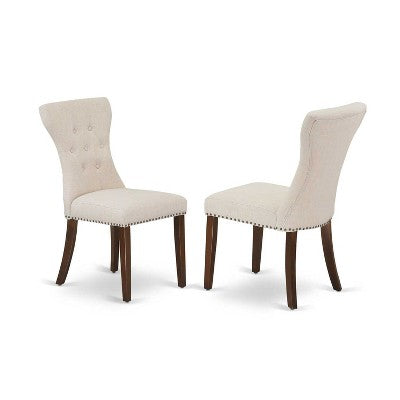 5-Piece Mahogany Finish Solid Wood Top - Rectangular Button Tufted Dining Room Set - Seats 4