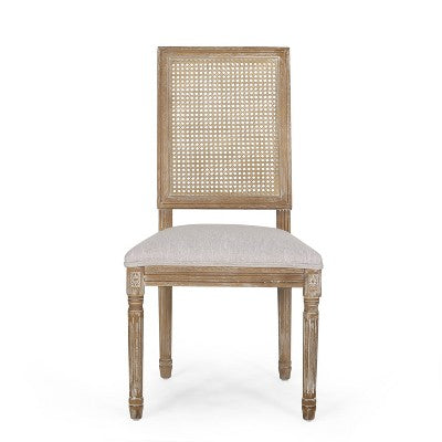 Christopher Knight Home Pampas French Country Fabric Upholstered Wood and Cane 7 Piece Expandable Dining Set