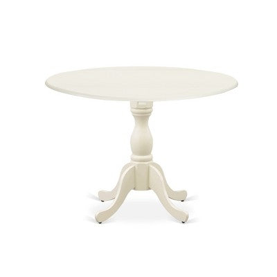 HomeStock Belmont 5 Piece Modern Dining Table Set 1 Drop Leaves Dining Table and 4 Light Beige Linen Fabric Dining Room Chairs - Linen White Finish