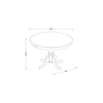 Kitchen Table Set 5 Piece - Round Dining Table & 4 Chairs - Modern Design - 42 Inch - Black & Cherry Finish