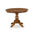 3-Piece Antique Walnut Finish Solid Wood Top-Round Dining Room Set-Seats 4