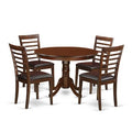 HomeStock 5-Pc Round Mahogany Finish Solid Wood Top Dining table with 4 Chairs