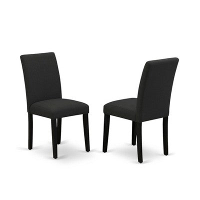 HomeStock Belmont 3 Piece Dinette Sets Contains 1 Wooden Dining Table and 2 Black Linen Fabric Dinning Chairs , High Back ? Wire Brushed Black Finish
