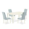 HomeStock 5-Pc Linen White Finish Solid Wood Top - Rectangular Dining Room Set - Seats 4