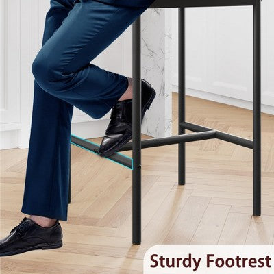 Bar Stools Set of 6, Kitchen Bar Stools with Footrest, Upholstered Bar Chairs with Back, Counter Height Barstools for Counter Bar, Easy Assembly