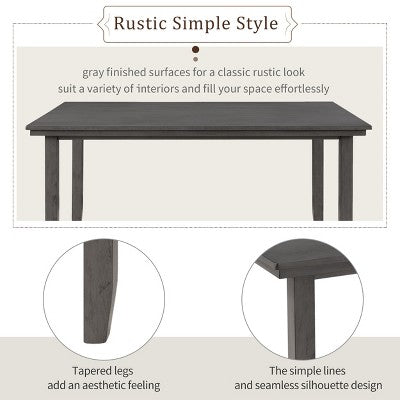 Farmhouse Kitchen Dining Table Set for 6, Wood Rectangle Table and 4 Upholstered Chairs & Bench