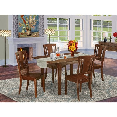 HomeStock 5-Pc Mahogany Finish Solid Wood Top - Dining Room Set - Seats 4
