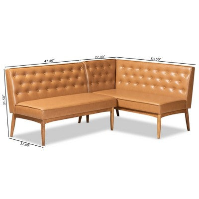 2pc Riordan Wood Dining Nook Banquette Set - Baxton Studio
