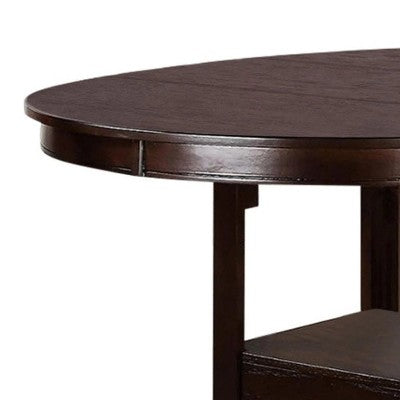 GDFStudio Hudson Contemporary 5-Piece Wood Counter Height Round Dining Table with Leaf and 4 Upholstered Chairs