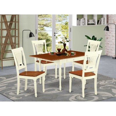 5-Piece Buttermilk and Cherry Solid Wood Top - Dining Room Set (Seats 4)