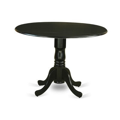 HomeStock Belmont 3-Piece Kitchen Table Set- 2 Mid Century Chair with Wooden Seat and Slatted Chair Back - Drop Leaves Breakfast Table - Black Finish