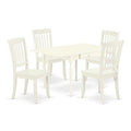 HomeStock 5-Pc Linen White Finish Solid Wood Top - Dining Room Set with Dropleaf - Seats 4