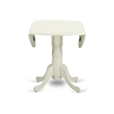 3-Piece Linen white Solid Wood Top-Round Upholstered Dining Room Set -Seats 4