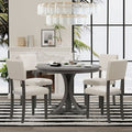 Round Dining Table Set for 4, 5 Pieces Retro Kitchen Table Set with 4 Upholstered Chairs