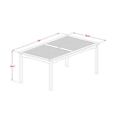 HomeStock 5-Piece Rectangle Natural Oak Finish Solid Wood Top Dining table with 4-Chairs with Slat Back