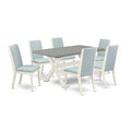 HomeStock 7-Piece Natural Oak Finish Solid Wood Top Dining Table with 6-Chairs