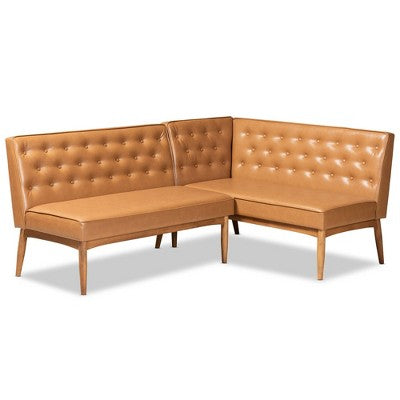 2pc Riordan Wood Dining Nook Banquette Set - Baxton Studio