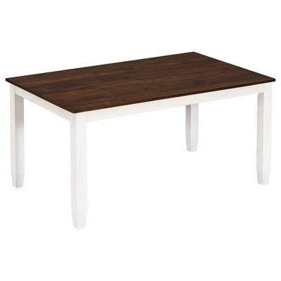 6 PCS Rustic Wood Dining Table Set, Rectangular Table with 4 Chairs & Bench-ModernLuxe